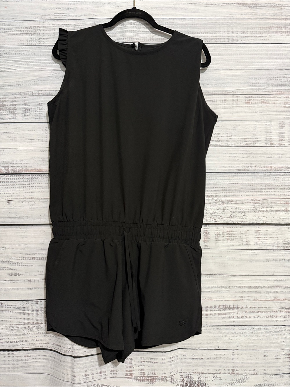Albion Black Sleeveless Romper with Elastic Waist